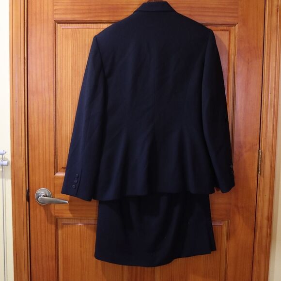 San Louis Black Wool Skirt Suit Blazer Jacket Set 14 Career Formal Funeral Suit - Picture 9 of 13